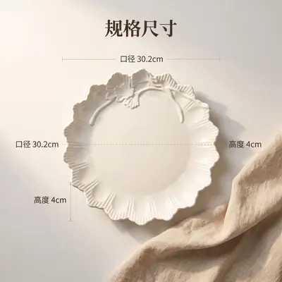 French Embossed Ceramic Dinner Plate for Salad and Dessert - 10