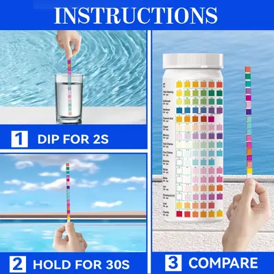 16 İn 1 Su Kalite Test Şeridi (İçme Suyu, Havuz ve Gölet) - 4