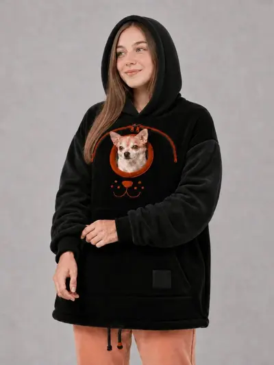 BK8832 Hoodie aus gefüttertem Flanell, Unisex, locker geschnitten, mit Kordelzug