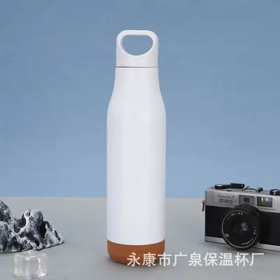 Isolierter Becher mit Griff auf Korkbasis, Sportflasche aus 304 Edelstahl - 7
