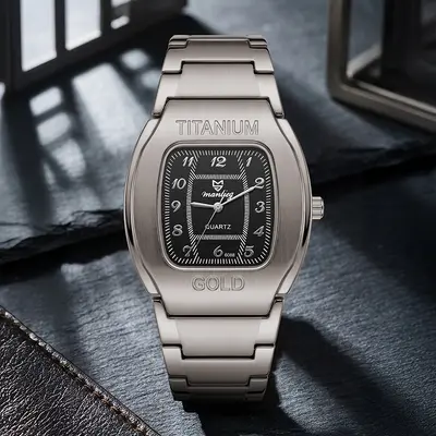 Fassform-Herrenuhr, Titanlegierung Stahlarmband - 10