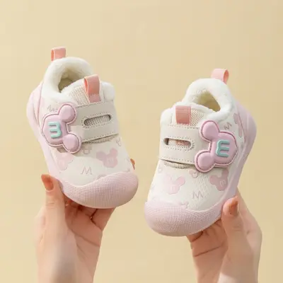 Cartoon Baby Walking Shoes, Winter Cotton Indoor Shoes for Girls and Boys