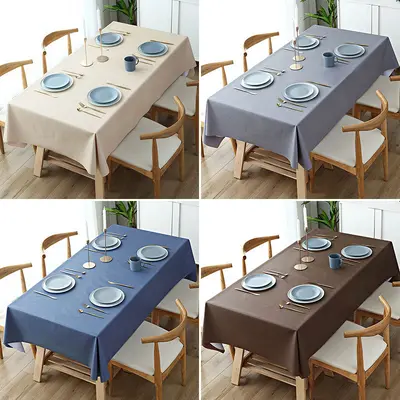 Waterproof PVC Tablecloth, Oil-Resistant, Solid Color, Rectangular and Round - 3