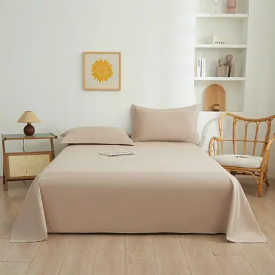 Wholesale einzelnes Produkt reine Farbe gewaschene Baumwollbettwäsche einfache einfarbige Studentenwohnheim Einzelbett-Bettwäsche dreiteiliges Set