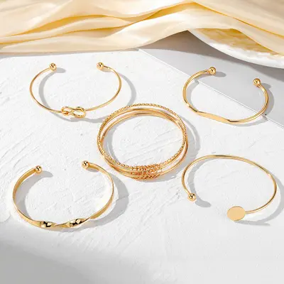 Grenzüberschreitender Retro-Kettenbracelet im einfachen Stil für Europa und Amerika, modisches Mix-and-Match offenes Armband, Armband-Stacking-Stil-Kombination, Großhandel