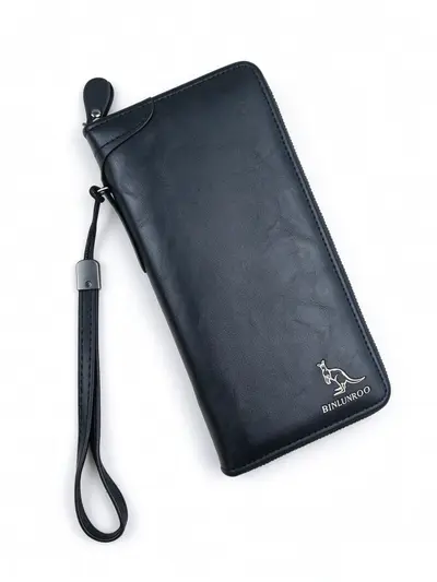 Herren-Langbrieftasche aus Leder, großes Fassungsvermögen, Clutch-Design