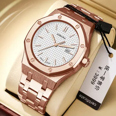Schweizer Herrenarmbanduhr, wasserdicht, Quarz, leuchtend - 9