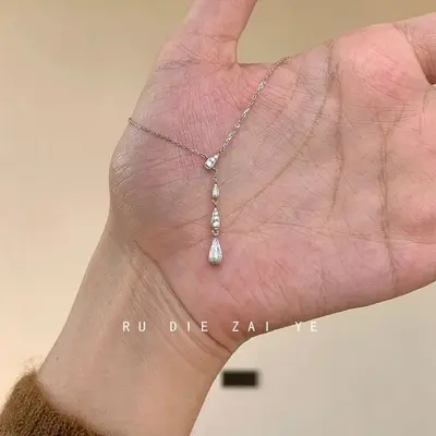 Zirkon su damlası kolye, minimalist, hafif lüks - 5