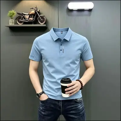 Men's Summer Quick-Dry Short Sleeve Printed Polo Shirt, Breathable - 7