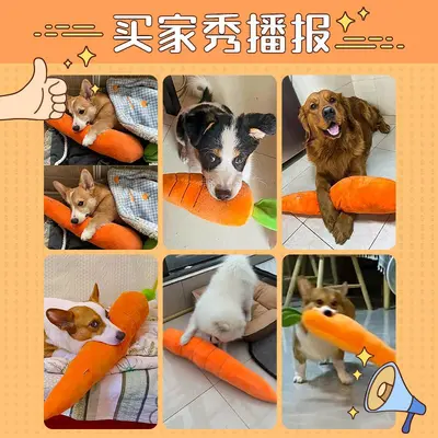 Carrot Plush Dog Toy with Squeaker, Chew Toy for Large Breed Dogs - 3