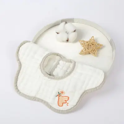 Baby Bib, 100% Cotton Gauze, 8-Layer, Embroidered - 7