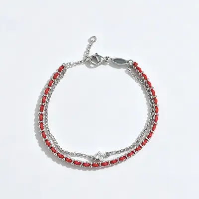 Koreanisches Zirkonia-Weinrebe Doppelreihiges Armband für Damen