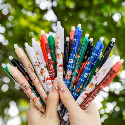 Christmas Print Erasable Pen Stylish Christmas Stationery Gift for Students Bullet Print Magic Erasable Pen