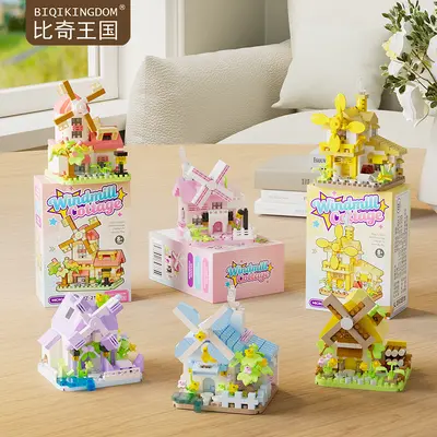 Совместим с Lego Dreamzzz Four Seasons Windmill House Architecture Street View Micro Particle High Building Block Assembly Educational Toy Wholesale Dropshipping