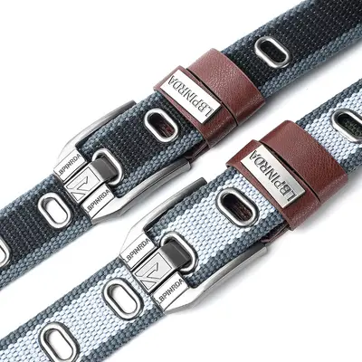 Canvas belt with pin buckle for men, student fashion youth style versatile denim belt, military training extended fabric belt for women