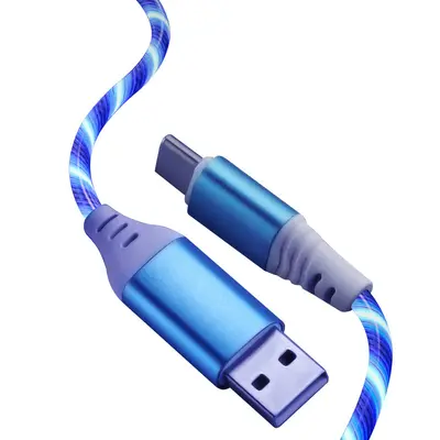 Apple 15 Huawei Schnelladekabel USB-Typ-C Auto LED Laufeffekt 1m 2m passend Streamer leuchtend Datenkabel