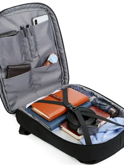 Waterproof Rechargeable Laptop Backpack, Contrast Color, Multifunctional - 6