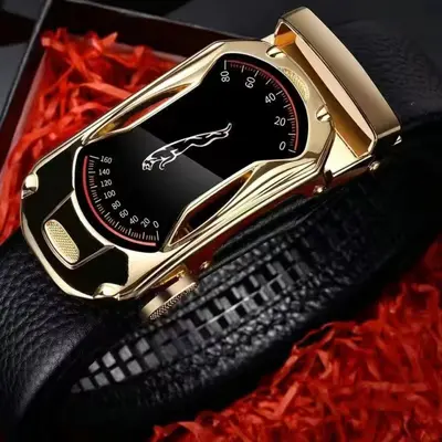 Spor araba leopar kemer erkek kemeri iş otomatik tokalı pu deri moda yeni trend günlük kot kemer