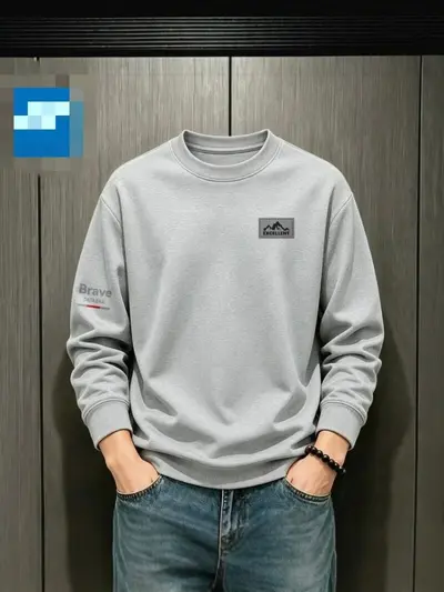 Men's Round Neck Loose Printed Sweatshirt, Autumn