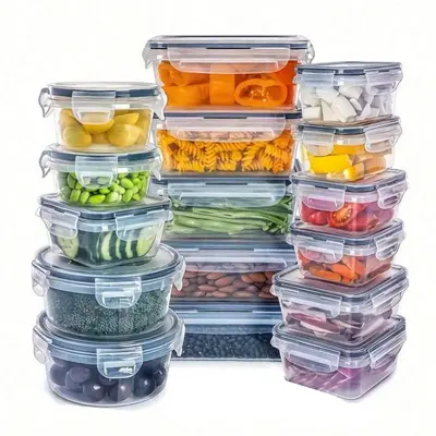 24er/12er Set Lebensmittel-Frischhalteboxen mit Deckel, mikrowellen- und gefriertauglich, Lagerbehälter, Brotdose für zur Arbeit