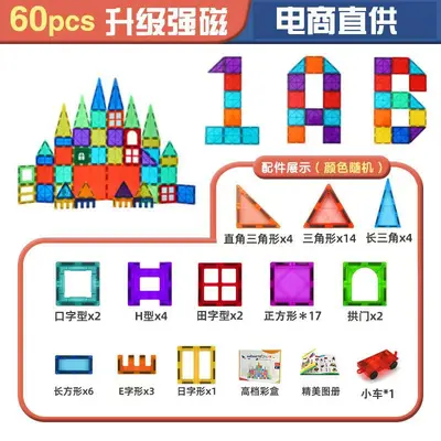 Magnetic Building Blocks Set, Ferris Wheel Design, Educational for Kids, 100 Pieces - 13