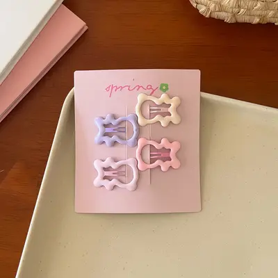 Sakura Cream Pink Hair Clip, Heart Bow Mini Clip for Women - 11