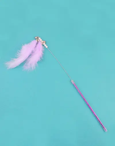 Durable Chew-Resistant Feather Cat Teaser Wand with Sound Bell - 13