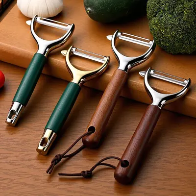Stainless steel multi-function peeler wooden handle - 1