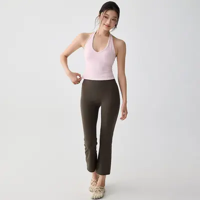 Kadın yoga taytı micro flare yüksek bel hızlı kuruyan 7/8 uzunluk