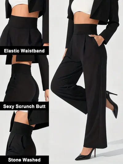 Weite Damen-Anzughose mit hohem Bund