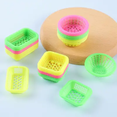 Children's Pretend Play Mini Vegetable Basket Set with Plastic Food Accessories - 5