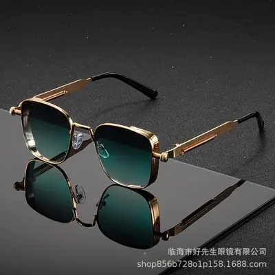 2025 Retro Square Frame Metal Sunglasses with UV Protection - 1