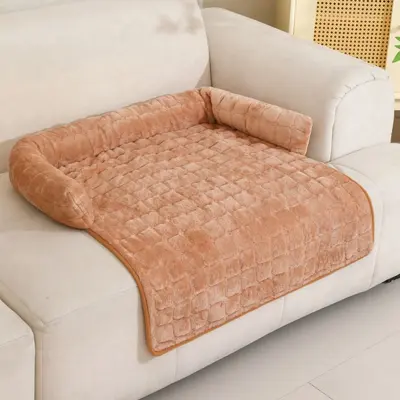 Flannel Quilted Embroidered Pet Bed, Machine Washable, Scratch-Resistant - 7