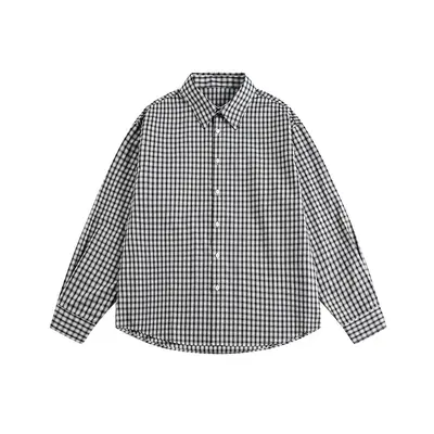 Unisex Plaid Shirt, 100% Cotton, Loose Fit, Drop Shoulder, Long Sleeve - 9