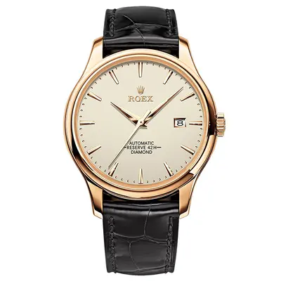 2026 New Model RQEX Luxury Men's Watch Automatic Mechanical Watch Hollow Design Genuine Leather Diamond-Studded Wristwatch