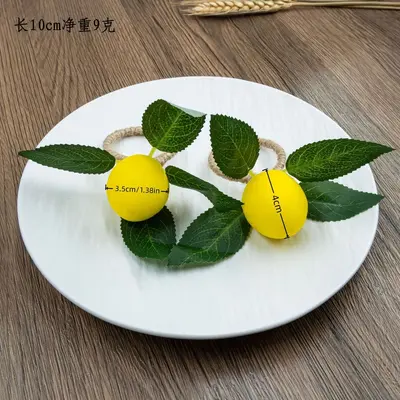 Sınır Ötesi Minimalist Sarı Limon Peçete Halkası Yapay Peçete Halkası Peçete Toka Avrupa Tarzı Bitki Keten İp Ağız Bez Halkası Toptan