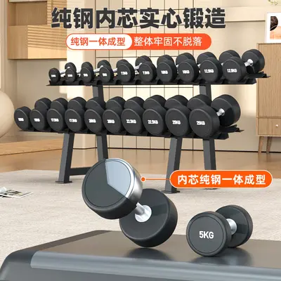 Men's dumbbell set, solid cast iron, rubber-coated