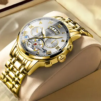 Cross-border New Stainless Steel Fake Tourbillon High-value Watch Men's Fashion Luminous Waterproof Men's Watch Steel Strap Model - 11