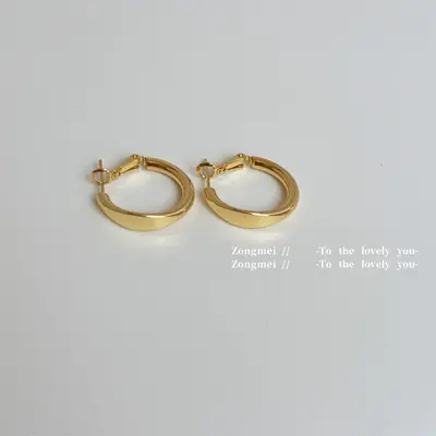 Kaffee-Gold-Ohrringe, mattiert, Insta-Stil, Nischencollier - 7