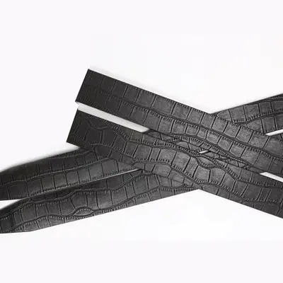 Schwarzer Gürtel Großhandel Herren Mikrofaser verschleißfest und kratzerbeständig kopflos Krokodil Muster Gürtel automatische Schnalle komfortable Hosengürtel - 9