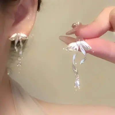 轻奢高级感流苏圆圈耳夹无耳洞女独特绝美耳坠巨好看秋冬长款耳饰 - 9
