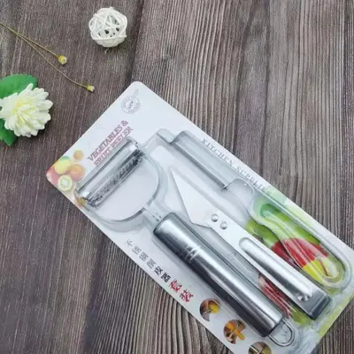 不锈钢削皮刀三件套 刮皮器土豆三合一水果刨丝器切菜多功能瓜刨 - 3