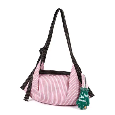 Retro Plaid Canvas Tote Bag, Padded Color-Block Single Shoulder, Large Capacity