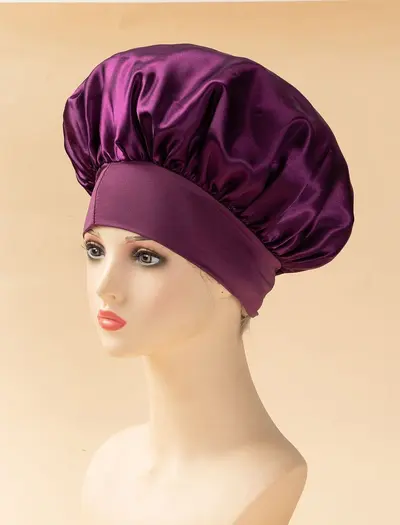 Wide-Brim Elastic Hair Cap, Satin Sleep Cap for Women - 12