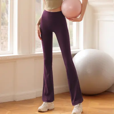 Women's Waist-Cinching Flared Yoga Pants, High Elasticity - 7