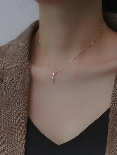 925er Silberhalskette, Damen, Minimalistisch, Rosegold - 4