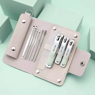 Nail care set, leather case, manicure-pedicure tools, 10 pieces - 8