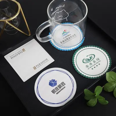 Tek Kullanımlık Kağıt Bardak Altlığı, Logo Baskılı Seçenekli, Emici