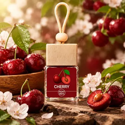 Car Air Freshener Pendant with Wooden Cap Perfume Bottle, Light Long-Lasting Scent - 10