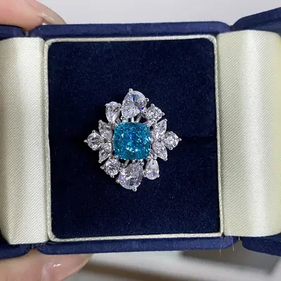S925 Silberring mit Aquamarin Damen - 1
